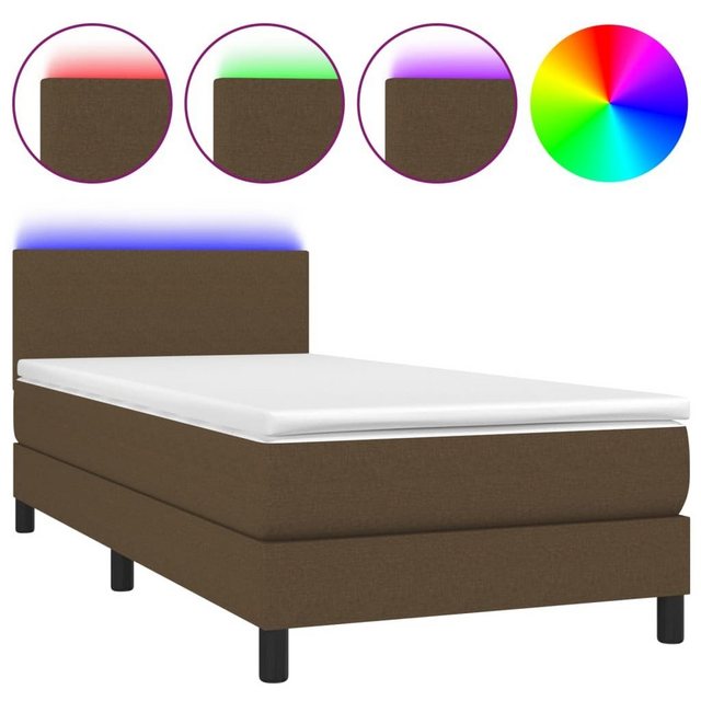 vidaXL Boxspringbett Boxspringbett mit Matratze LED Dunkelbraun 90x200 cm S günstig online kaufen