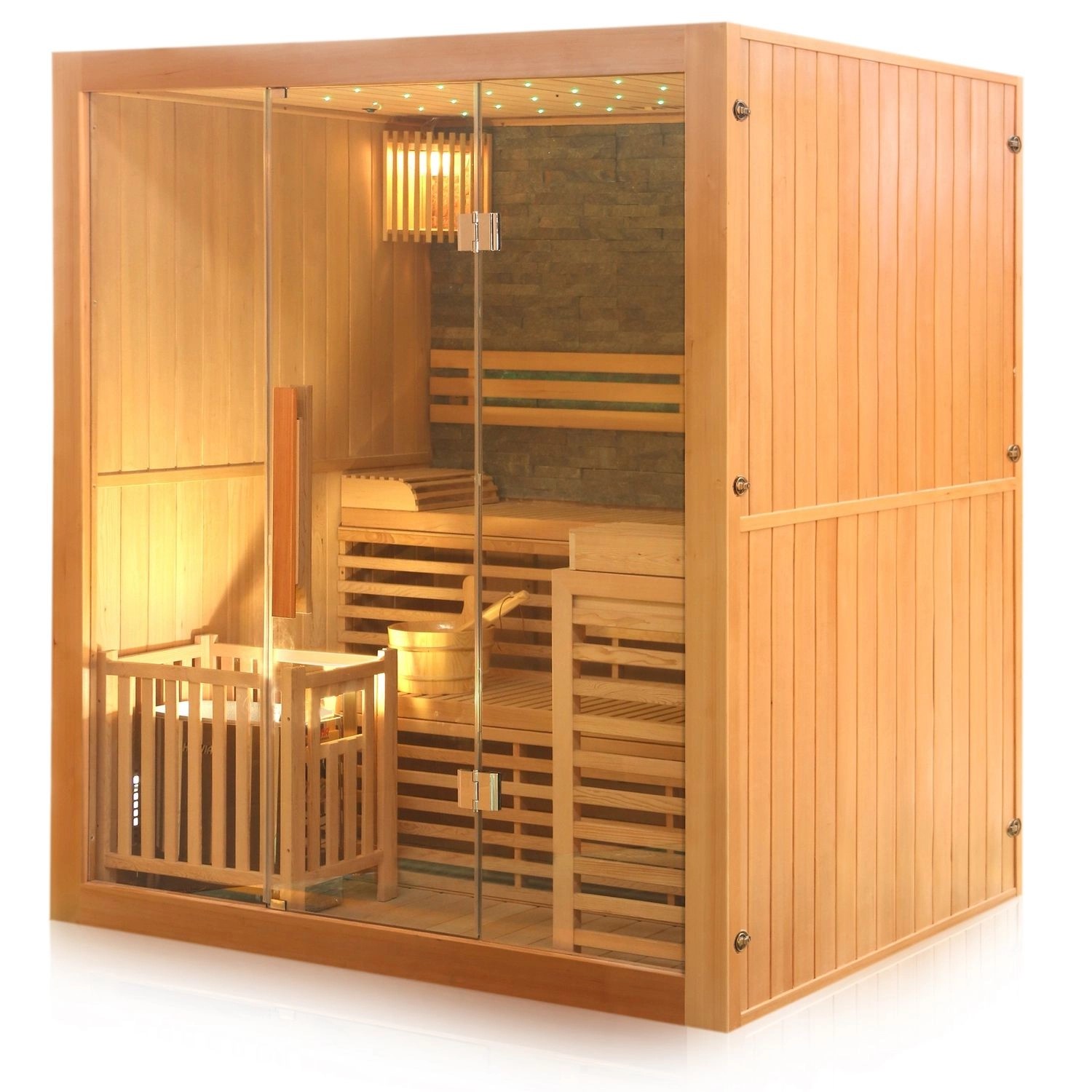 Dewello Finnische Traditionelle Sauna Sarnia Plus 180cm x 140cm 2-4 Persone günstig online kaufen