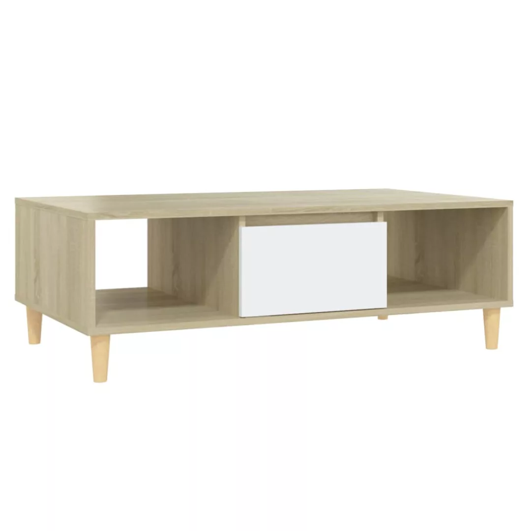 Couchtisch Weiß Und Sonoma-eiche 103,5x60x35 Cm Spanplatte günstig online kaufen