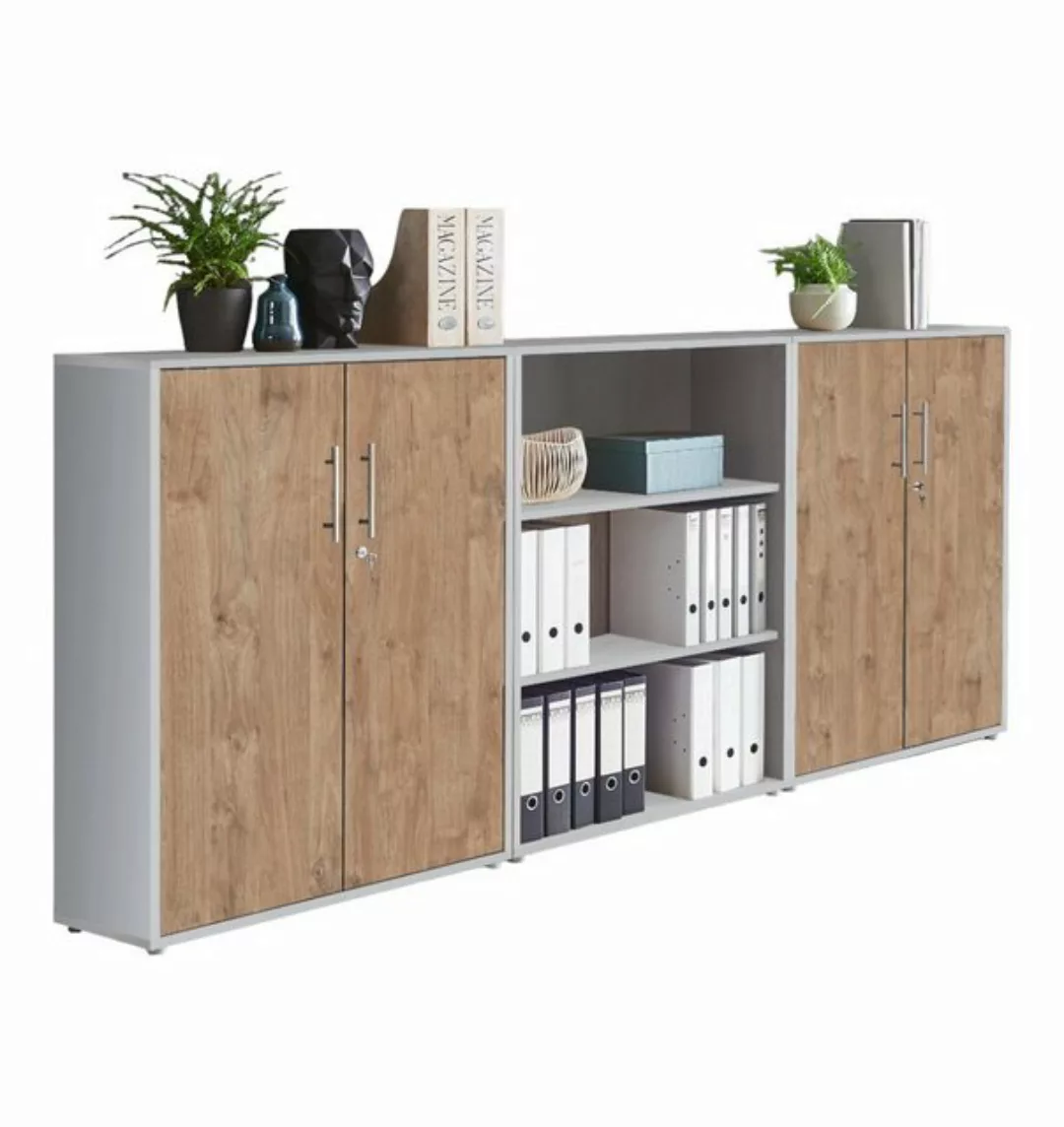 BMG Möbel Aktenschrank Office Edtion (Set 9 Lichtgrau/ Gold Harbor Oak, Bür günstig online kaufen