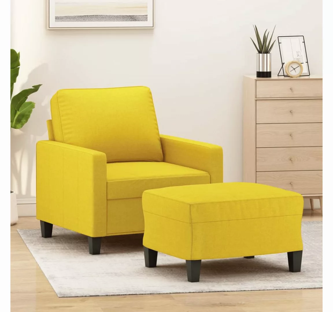 vidaXL Sofa Sessel mit Hocker Stoff, Gelb günstig online kaufen