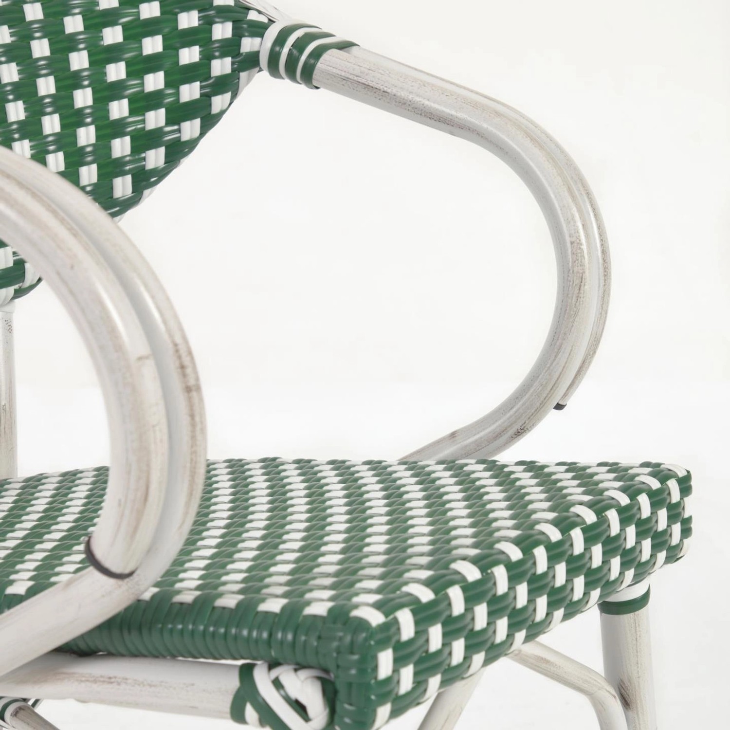 Natur24 Outdoor Bistro-Stuhl mit Armlehne Marilyn 57x81x58 Grün, Weiß günstig online kaufen