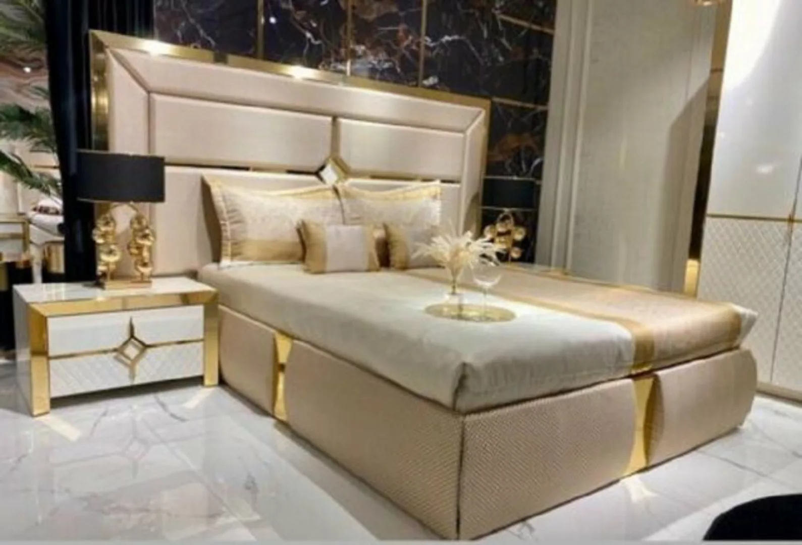 JVmoebel Bett Doppel Luxus Doppelbett Beige Modern Design Bett Bettrahmen N günstig online kaufen