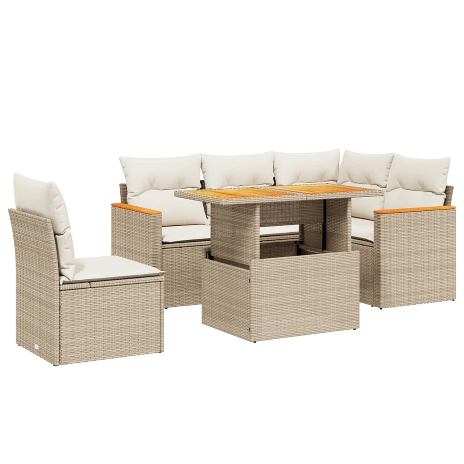 vidaXL 6-Tlg Garten-Sofagarnitur mit Kissen Beige Poly Rattan 3273081 günstig online kaufen