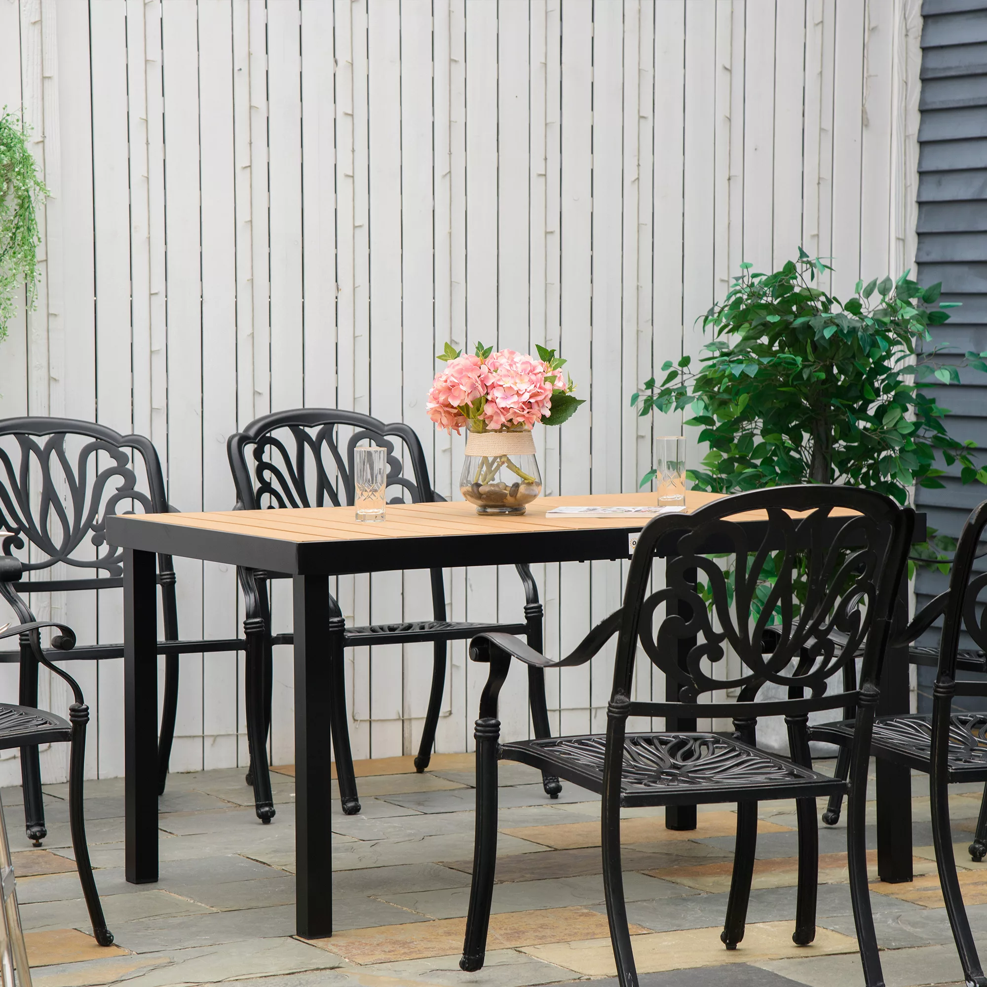 Outsunny Gartentisch für 6 Personen Esstisch Aluminiumtisch Gartenmöbel Lou günstig online kaufen