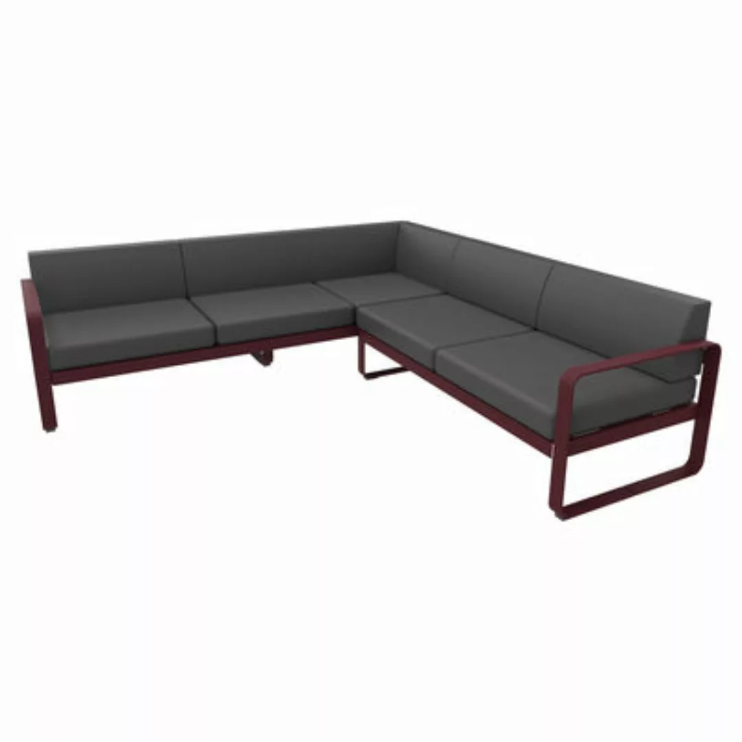 Garten-Ecksofa Bellevie metall textil grau / n° 2 B - 229 x 235 cm - Stoff günstig online kaufen