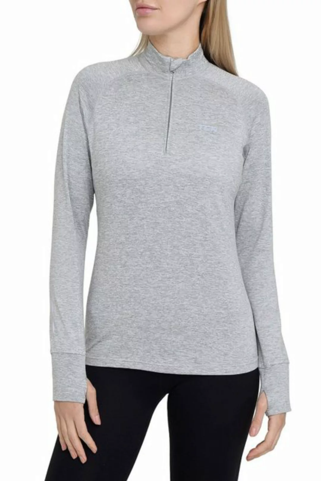 TCA Langarmshirt TCA Damen Winter Laufshirt mit Brustreißverschluss - Grau günstig online kaufen