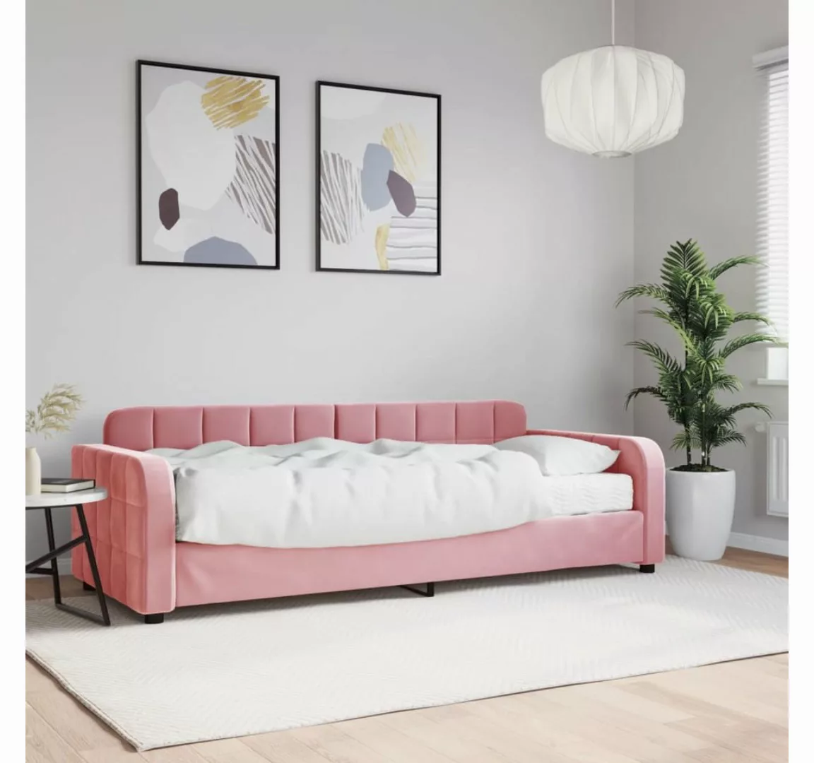 vidaXL Gästebett Gästebett Tagesbett mit Matratze Rosa 80x200 cm Samt Bett günstig online kaufen