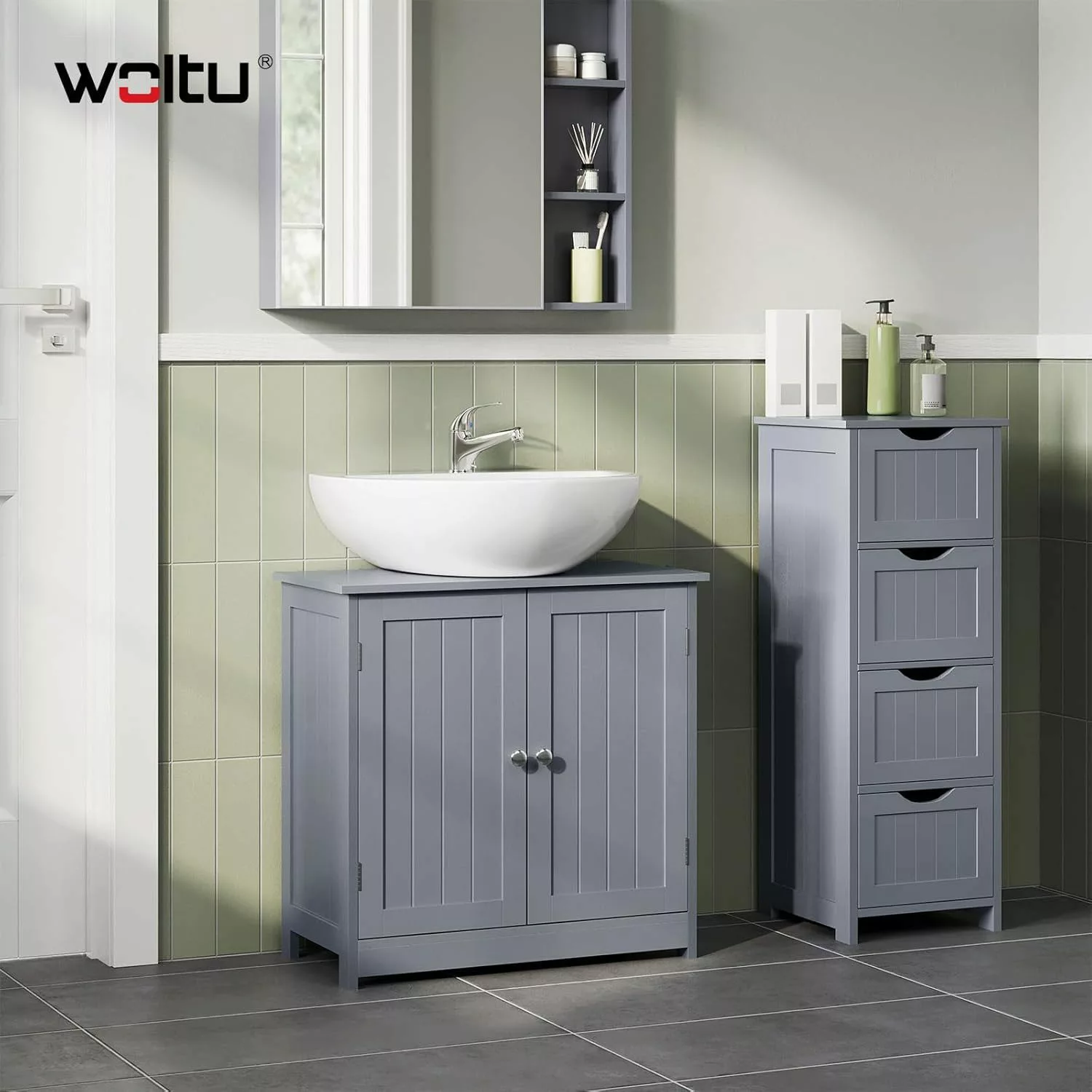 Woltu Waschbeckenunterschrank (1-St) Badezimmerschrank mit 2 günstig online kaufen