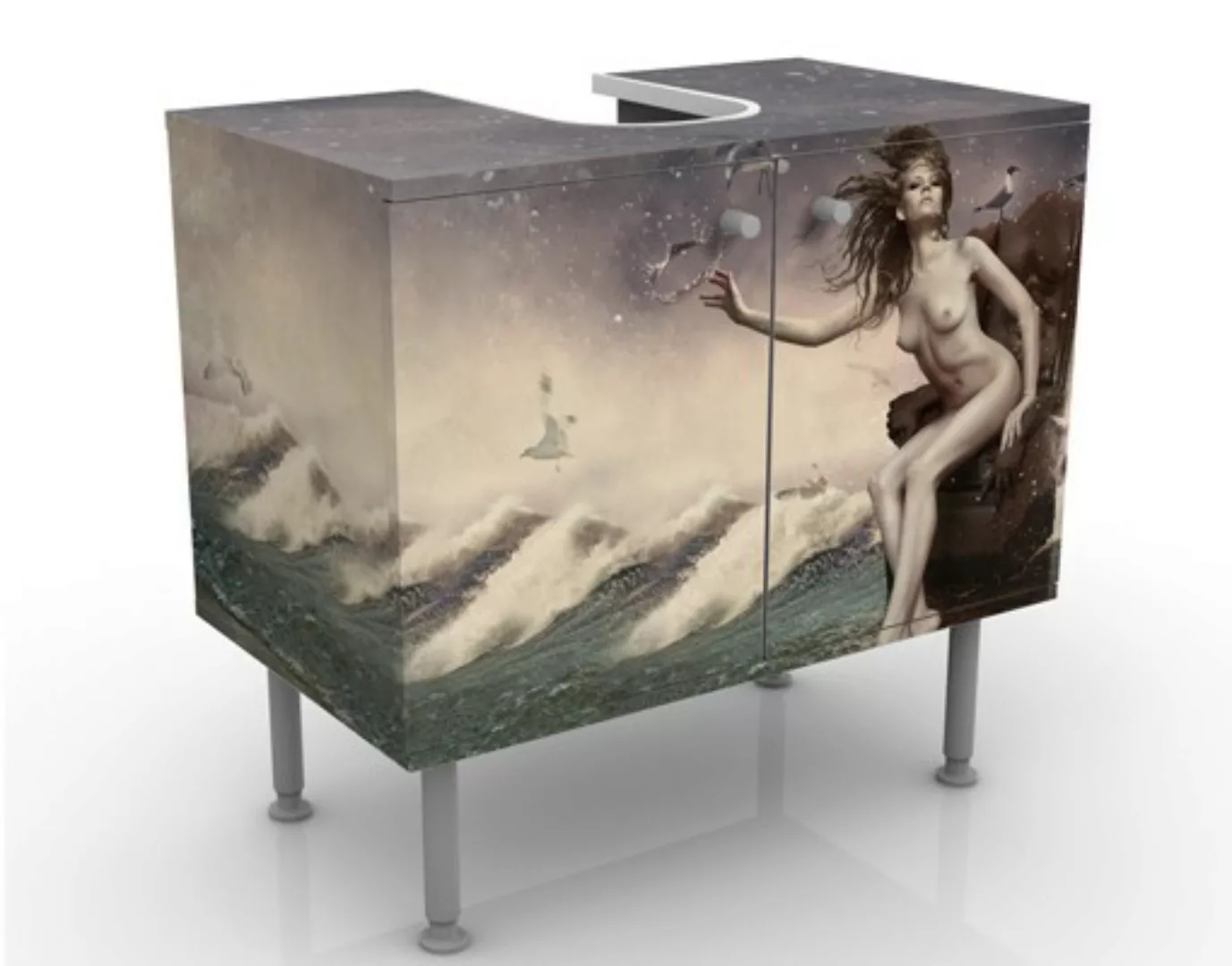 Waschbeckenunterschrank Kunstdruck In der Brandung günstig online kaufen