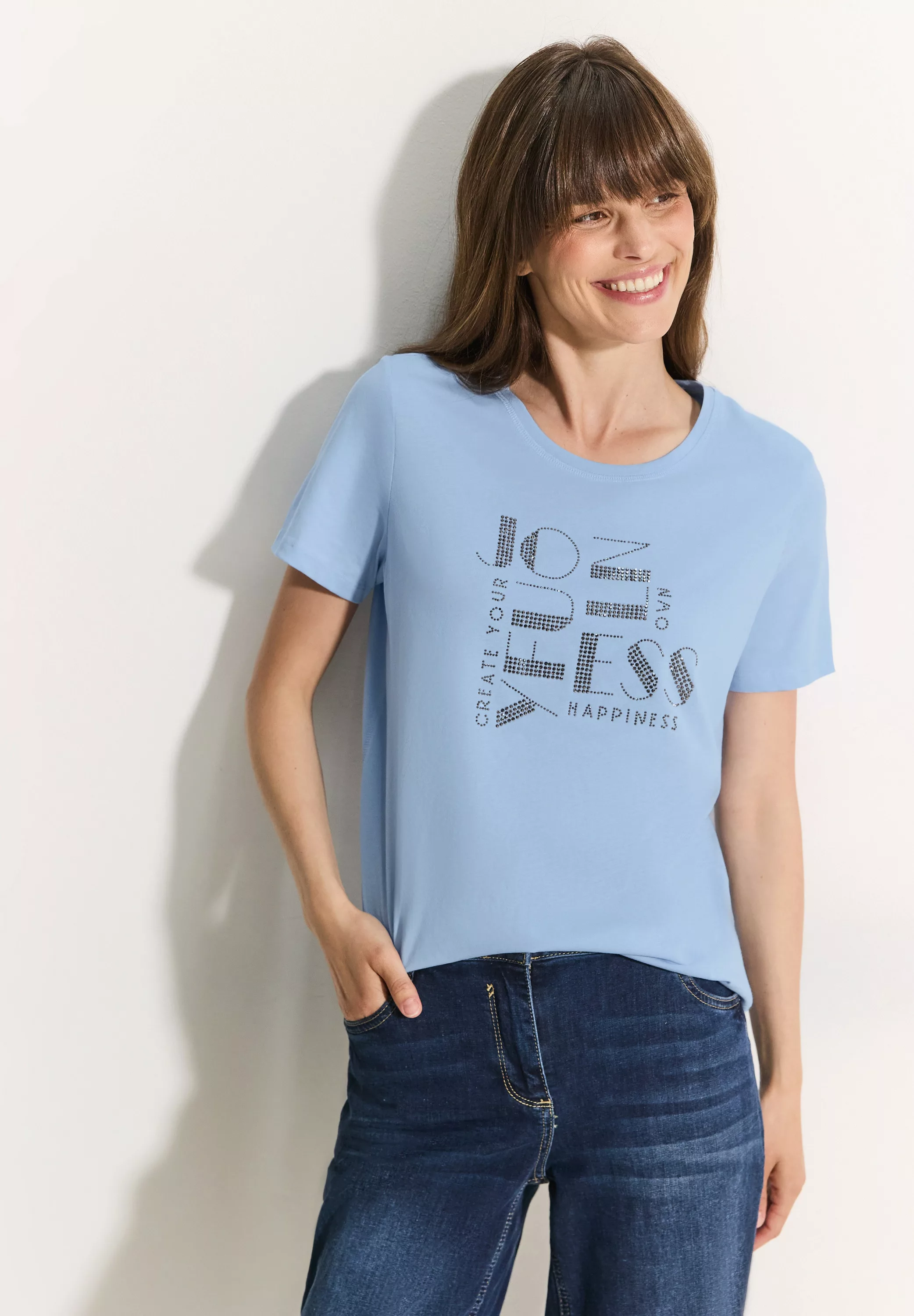 Cecil Print-Shirt mit Paspelband auf der Schulter günstig online kaufen