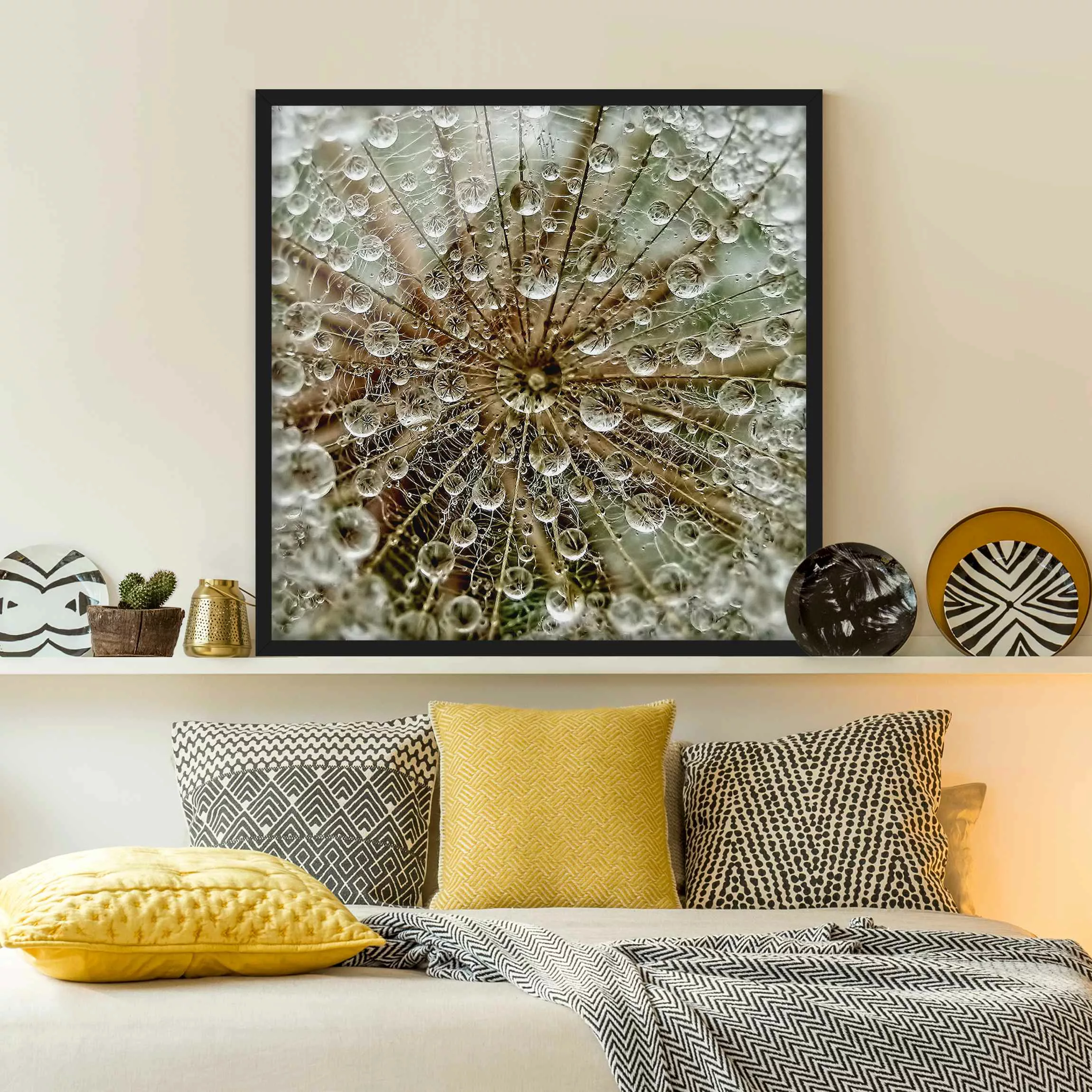 Bild mit Rahmen Blumen - Quadrat Pusteblume im Herbst günstig online kaufen