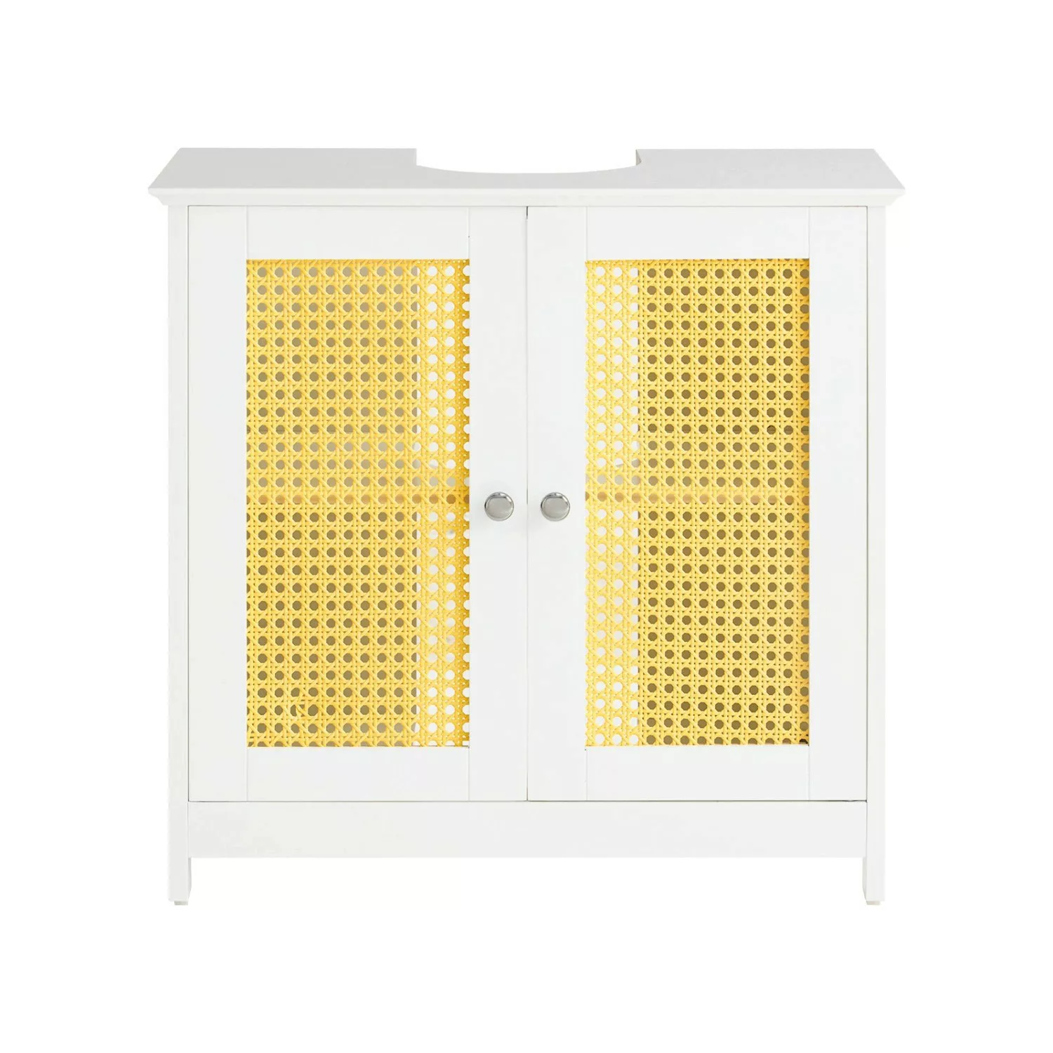 SoBuy Waschbeckenunterschrank mit Gitteroptik-Türen Weiß 60 cm BZR72-II-W günstig online kaufen