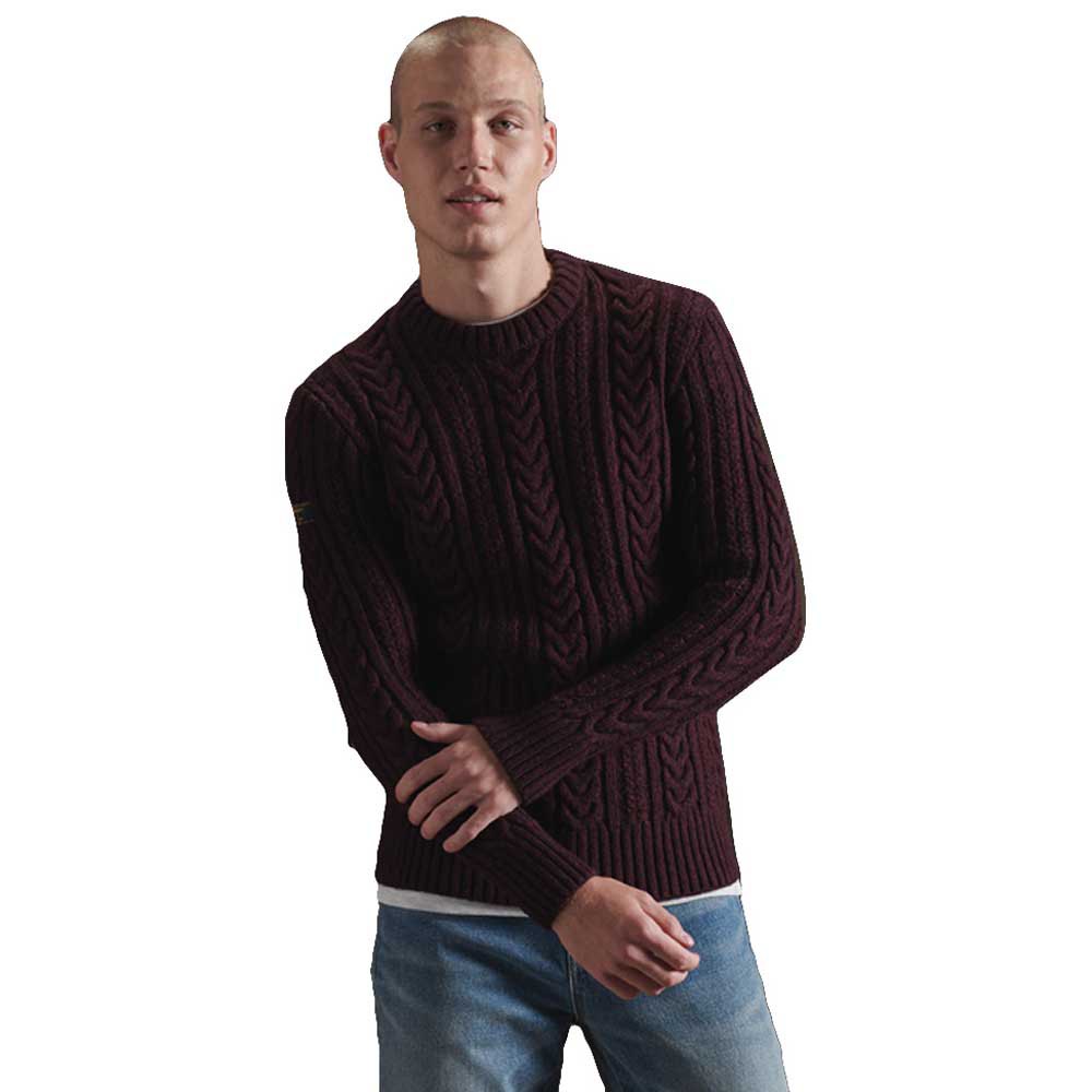 Superdry Jacob Cable Pullover 2XL Brownstone Burgundy Twist günstig online kaufen