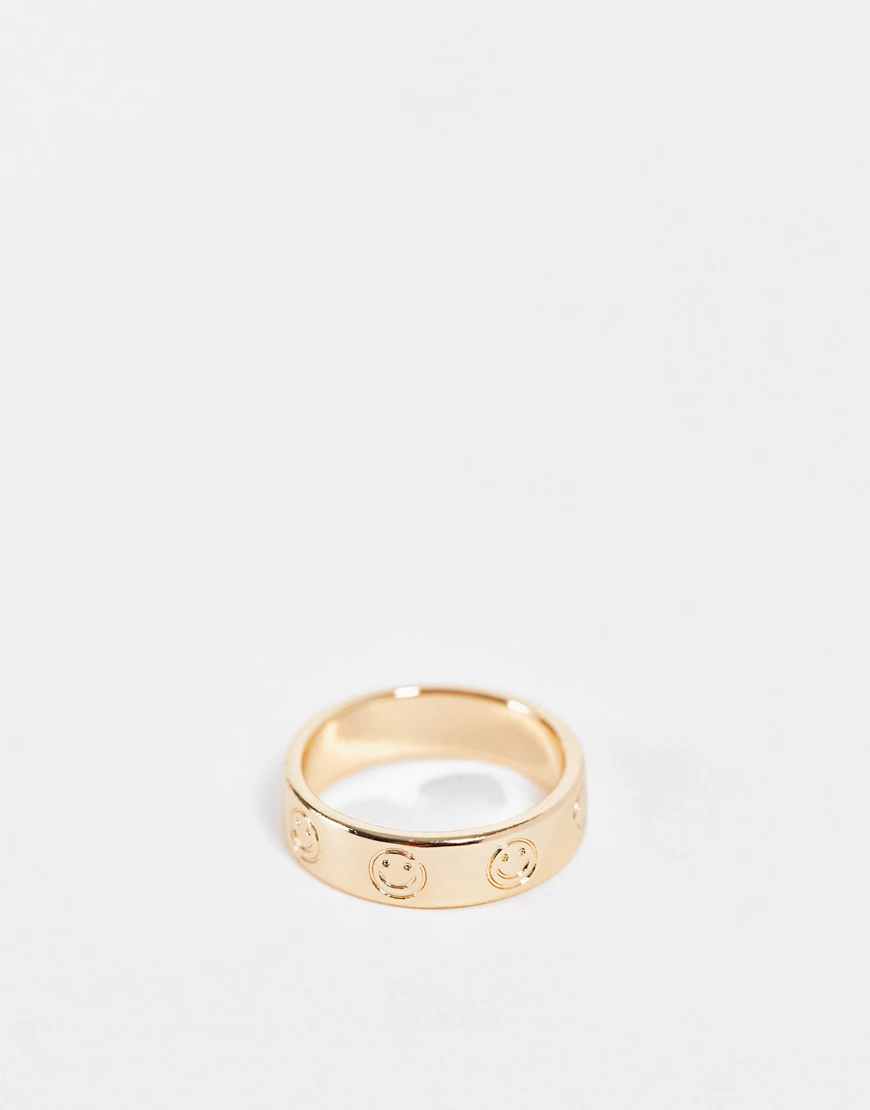ASOS DESIGN – Ring in Gold mit Smiley-Design-Goldfarben günstig online kaufen
