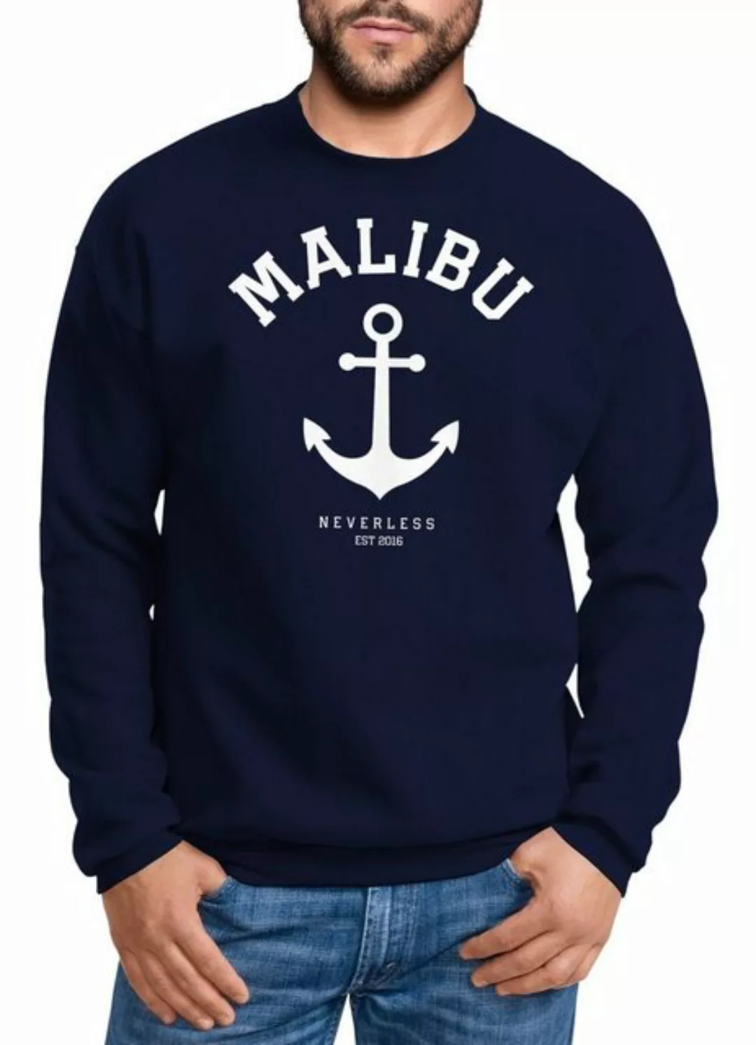Neverless Sweatshirt Sweatshirt Herren Anker Anchor Malibu Rundhals-Pullove günstig online kaufen