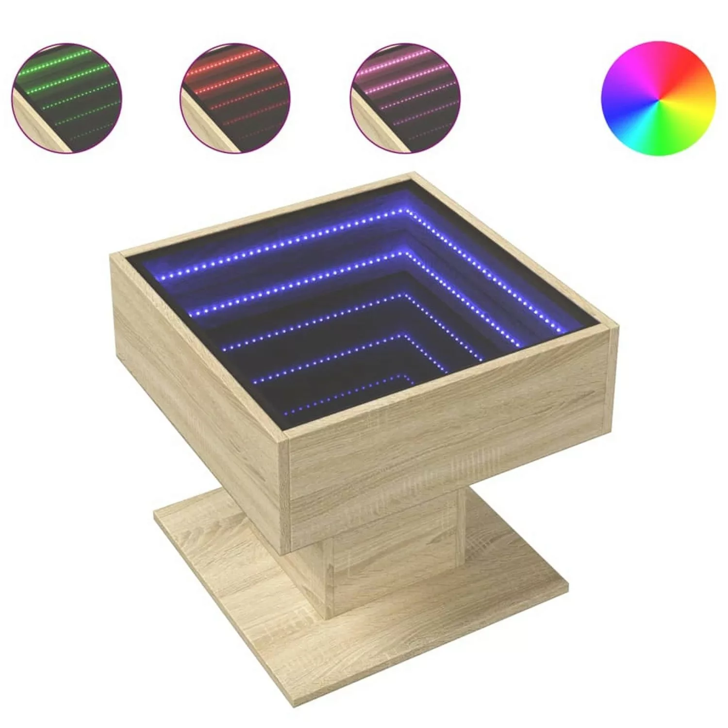 vidaXL LED-Couchtisch Sonoma Eiche 50x50x45 cm Holzwerkstoff günstig online kaufen