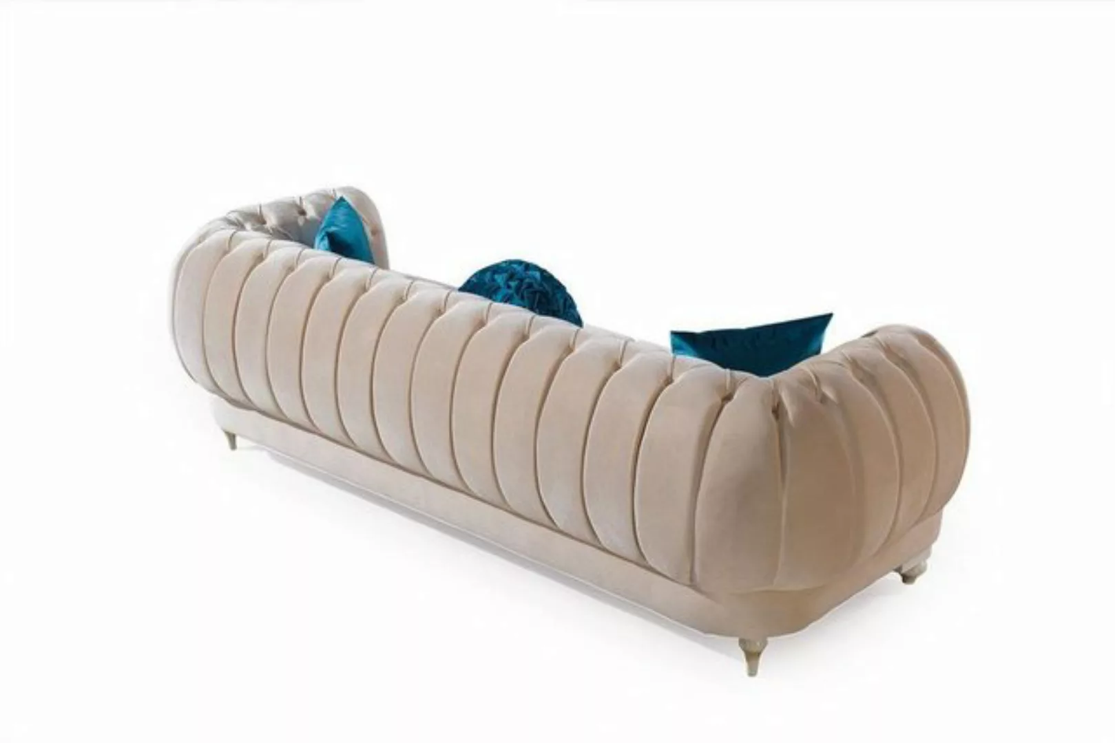 JVmoebel Sofa Beige Chesterfield Polster Couch Designer Dreisitzer Textilso günstig online kaufen