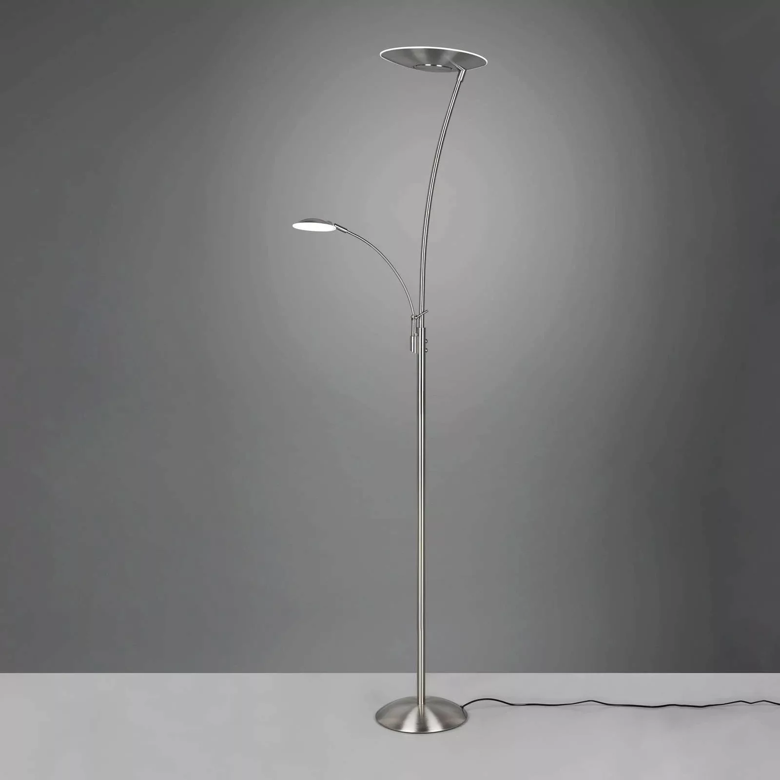 LED-Stehlampe Granby mit LED-Leselicht nickel matt günstig online kaufen