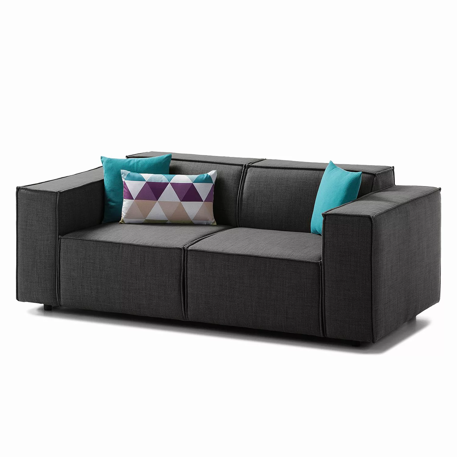 home24 Sofa Kinx 2-Sitzer Anthrazit Webstoff 189x72x96 cm (BxHxT) Modern günstig online kaufen