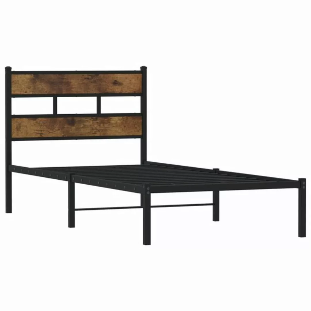 vidaXL Bett Metallbett ohne Matratze Räuchereiche 107x203 cm günstig online kaufen