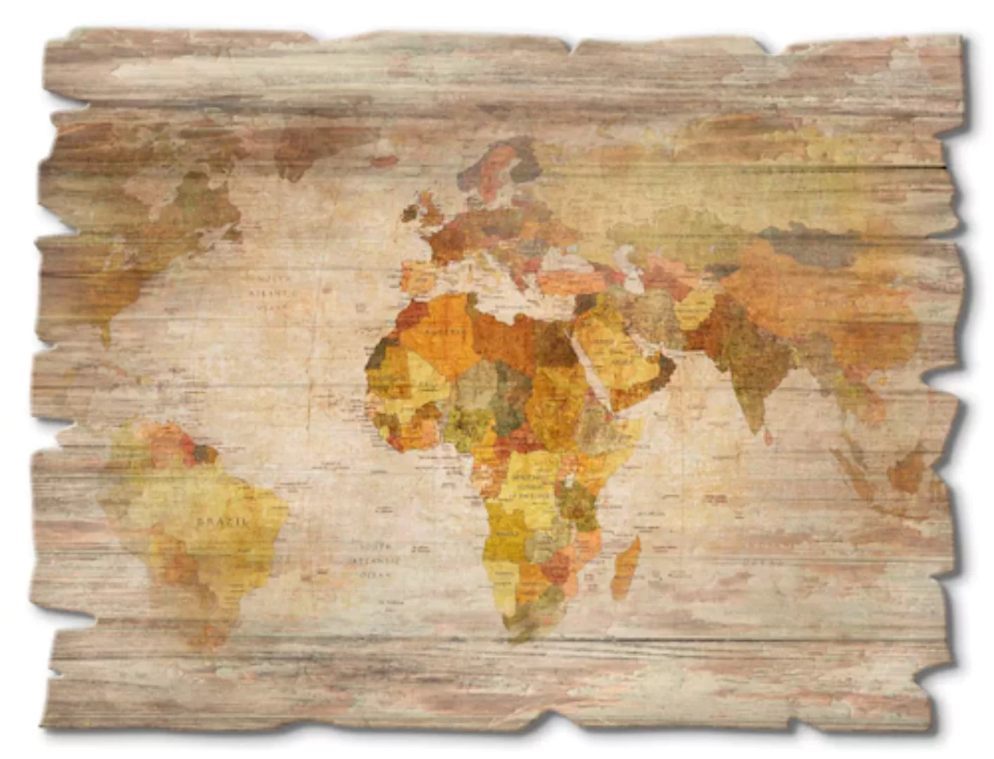 Artland Holzbild "Weltkarte", Landkarten, (1 St.) günstig online kaufen