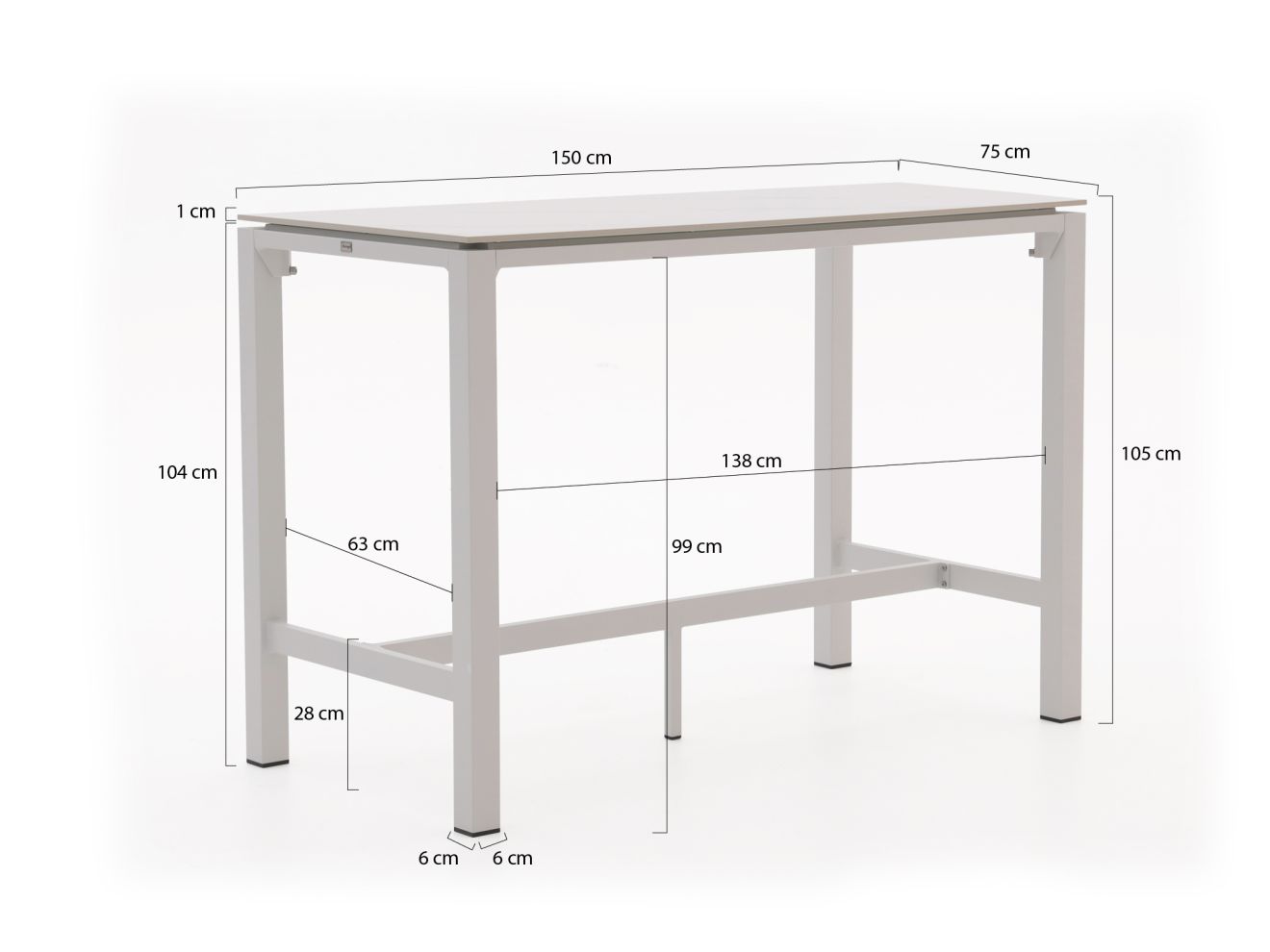 Bellagio Trecenta Bartisch 150x75x105cm günstig online kaufen