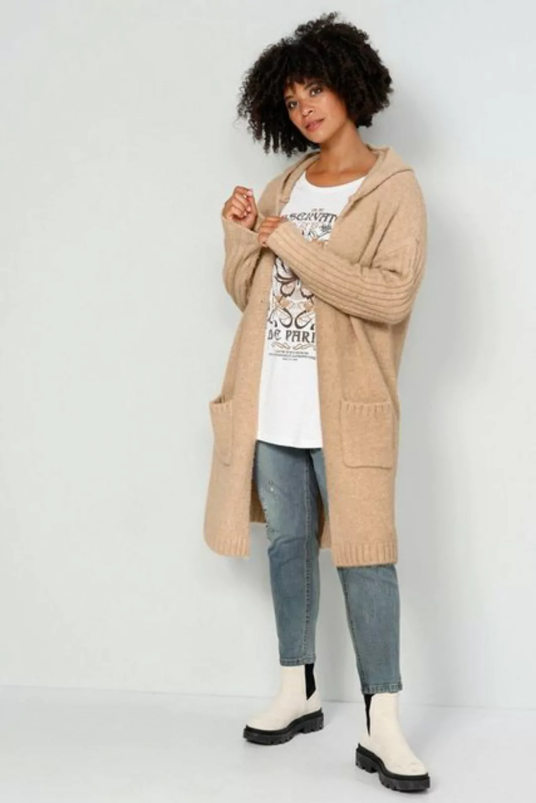 Angel of Style Strickjacke Long-Strickjacke oversized Kapuze offene Form günstig online kaufen