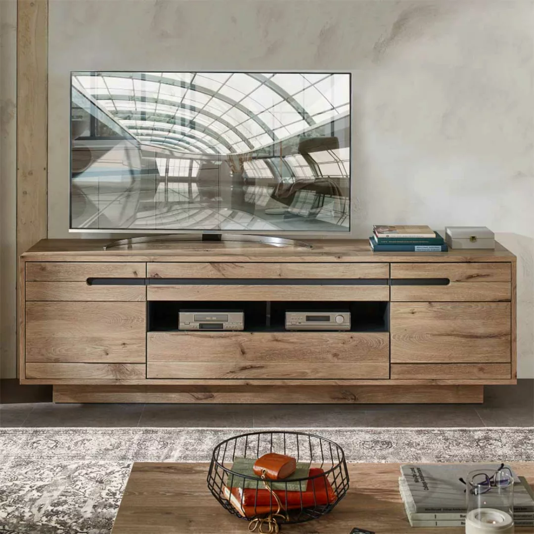 TV Möbel Holzoptik Wildeiche in modernem Design 205 cm breit günstig online kaufen