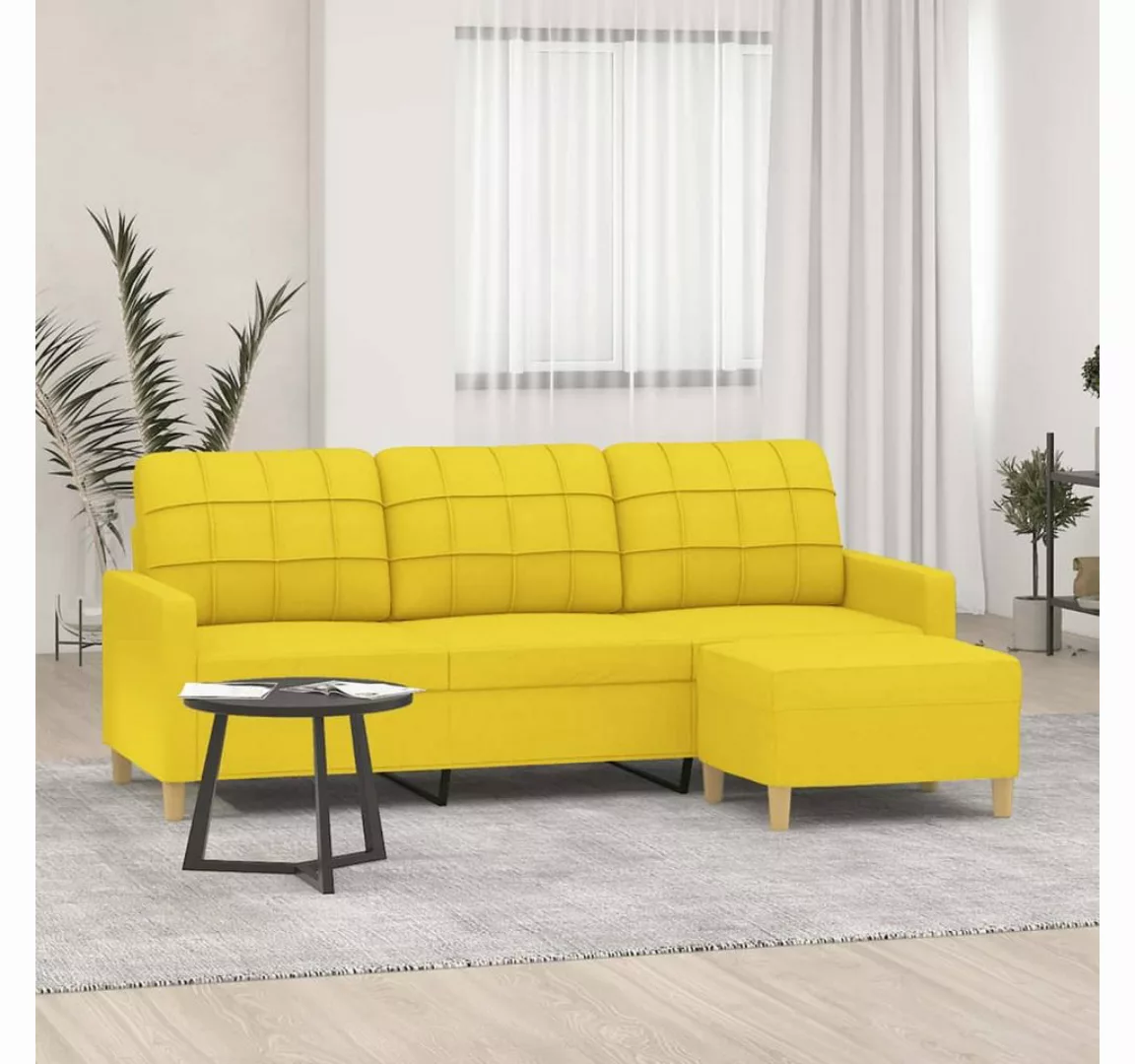 vidaXL Sofa 3-Sitzer Sofa mit Hocker verschiedene Farben, Gelb günstig online kaufen