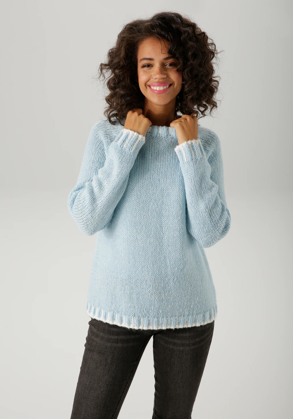 Aniston CASUAL Strickpullover, mit gemusterten Bündchen - NEUE KOLLEKTION günstig online kaufen
