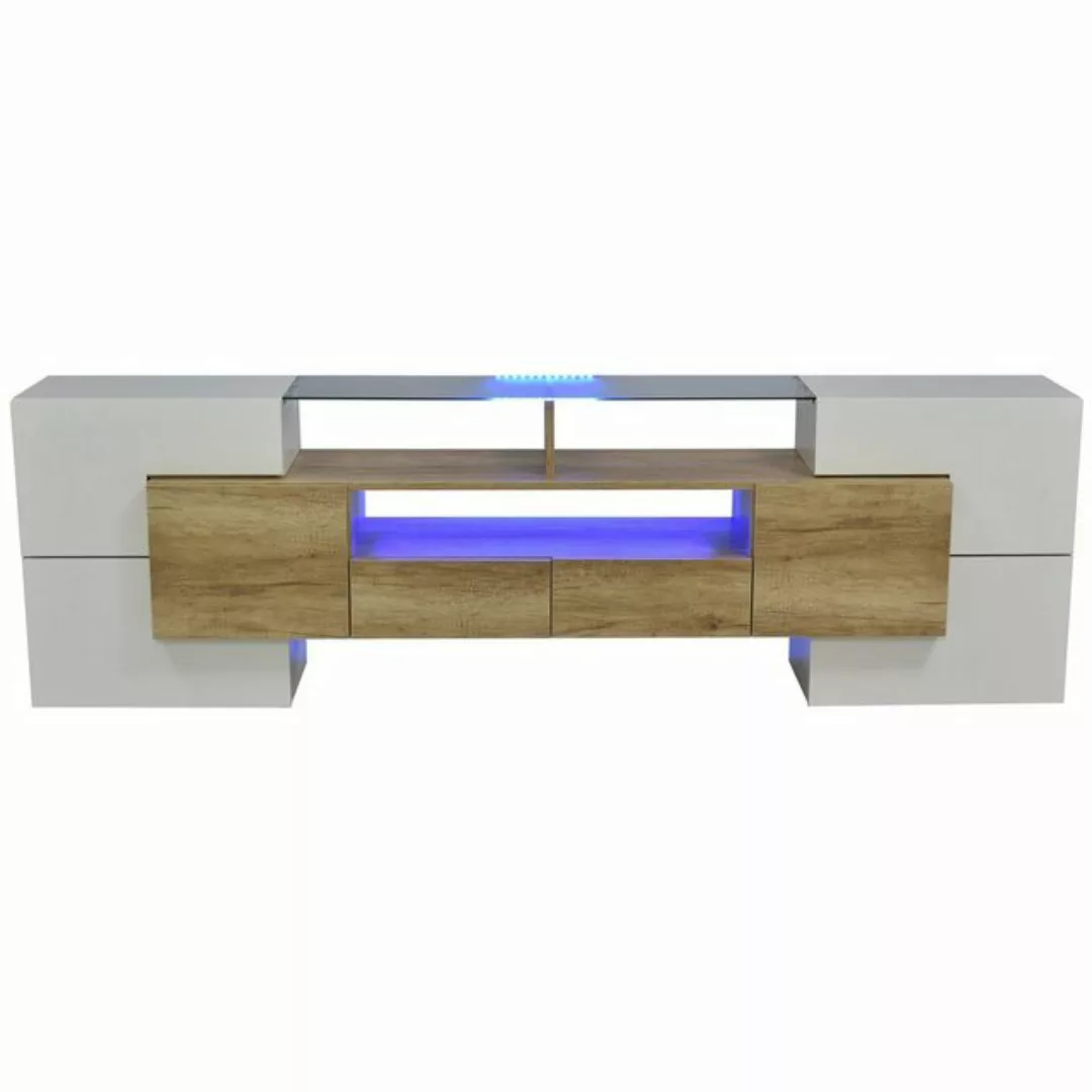 BlingBin TV-Schrank Lowboard, LED-Beleuchtung, hochglänzendes Weiß, 200 cm günstig online kaufen