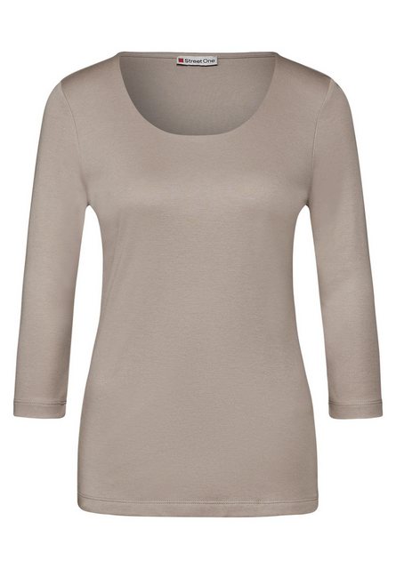 STREET ONE 3/4-Arm-Shirt – Einfarbiges Halbarmshirt mit verkürztem Arm günstig online kaufen