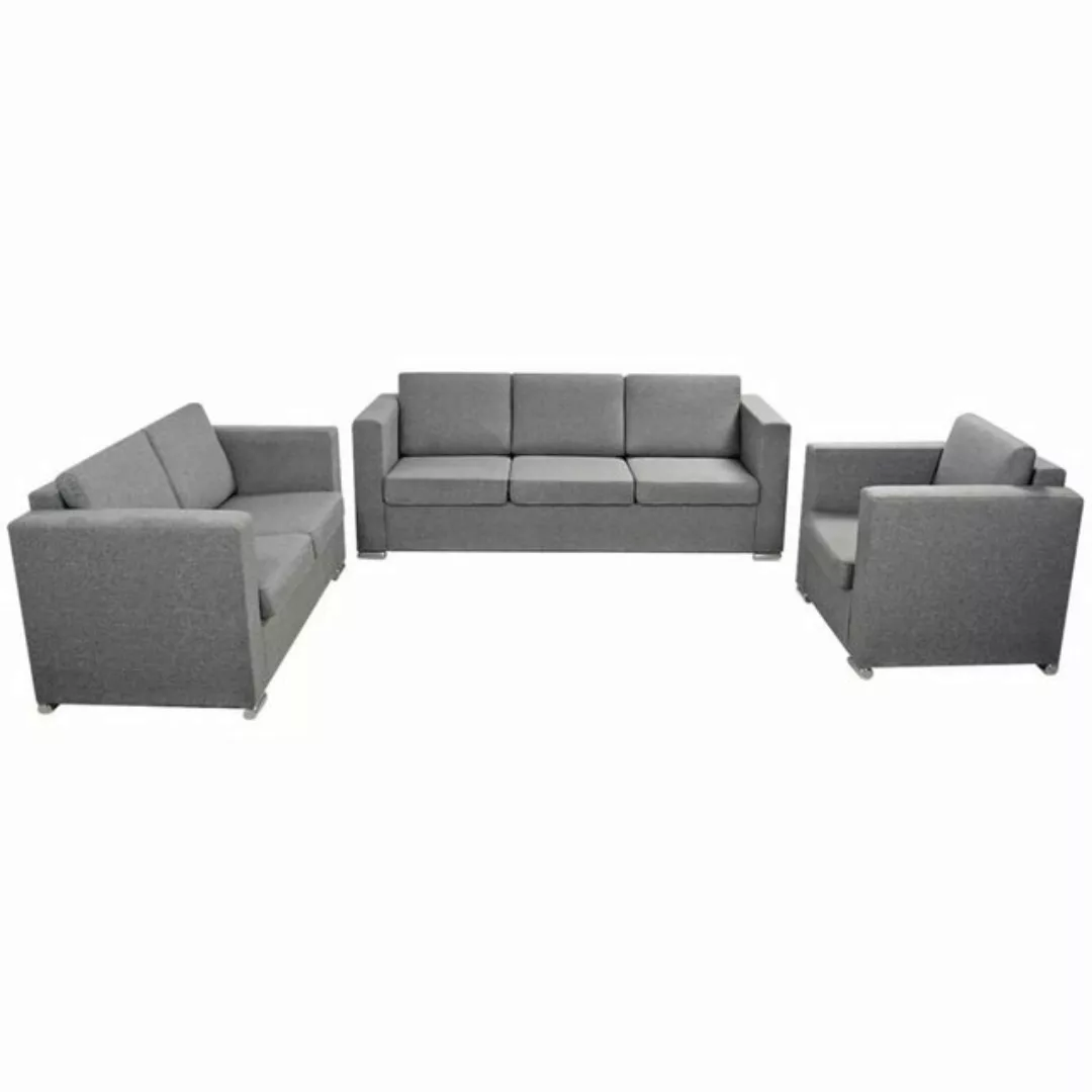 vidaXL Sofa Dreiteilige Sofagarnitur Stoff Hellgrau Couch-Garnitur günstig online kaufen