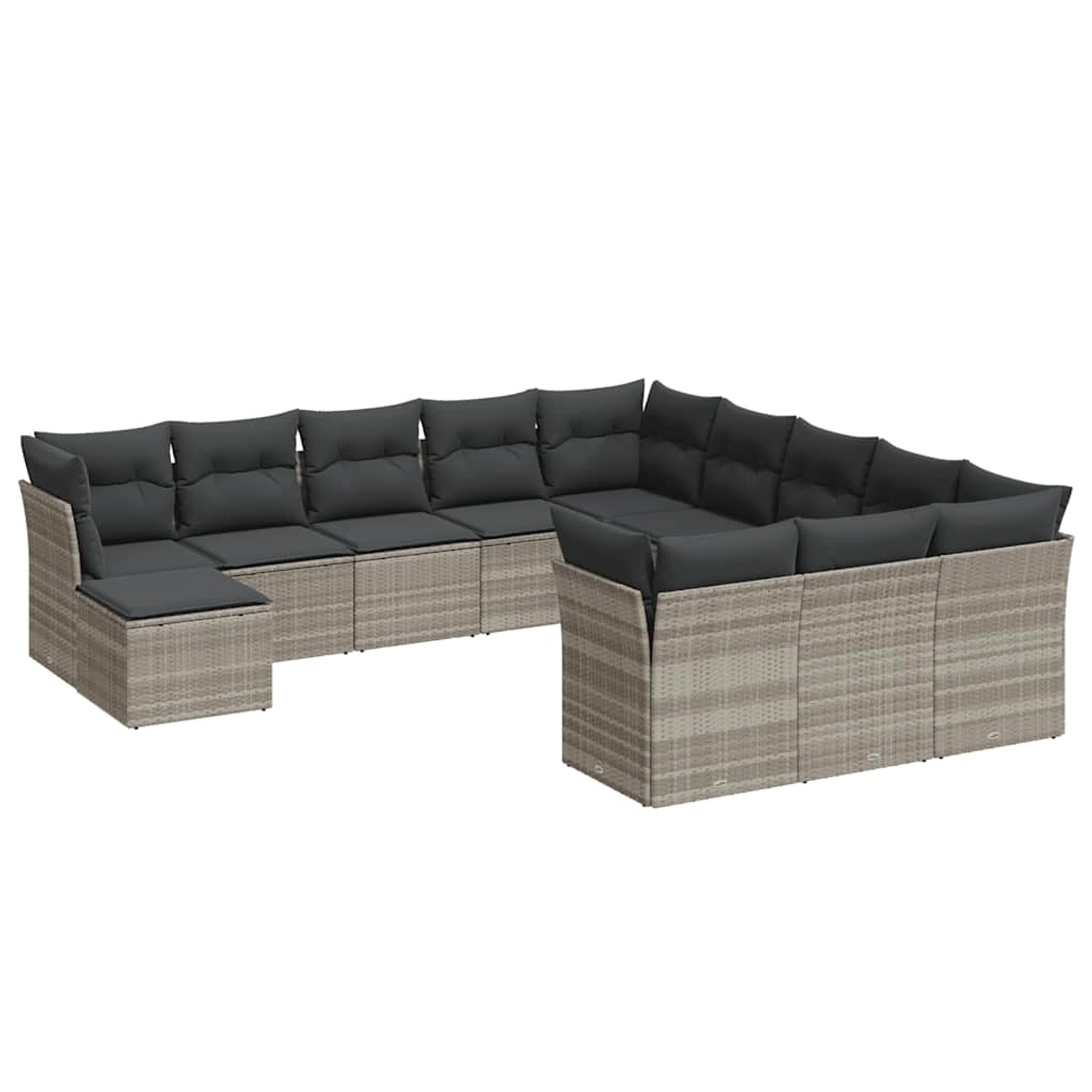 vidaXL 12-Tlg Garten-Sofagarnitur mit Kissen Hellgrau Poly Rattan 3218632 günstig online kaufen