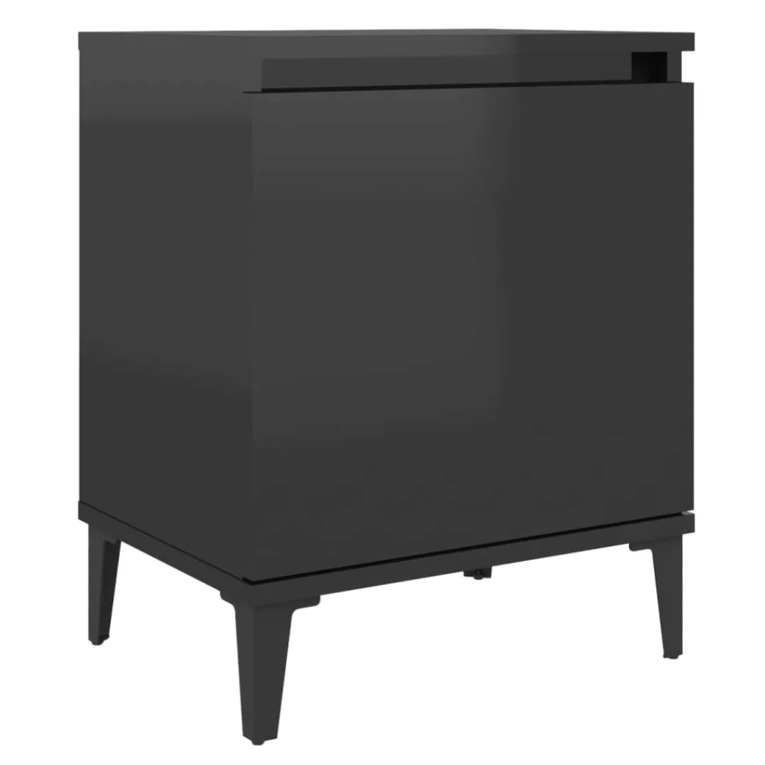 Nachttisch Mit Metallbeinen Hochglanz-schwarz 40x30x50 Cm günstig online kaufen