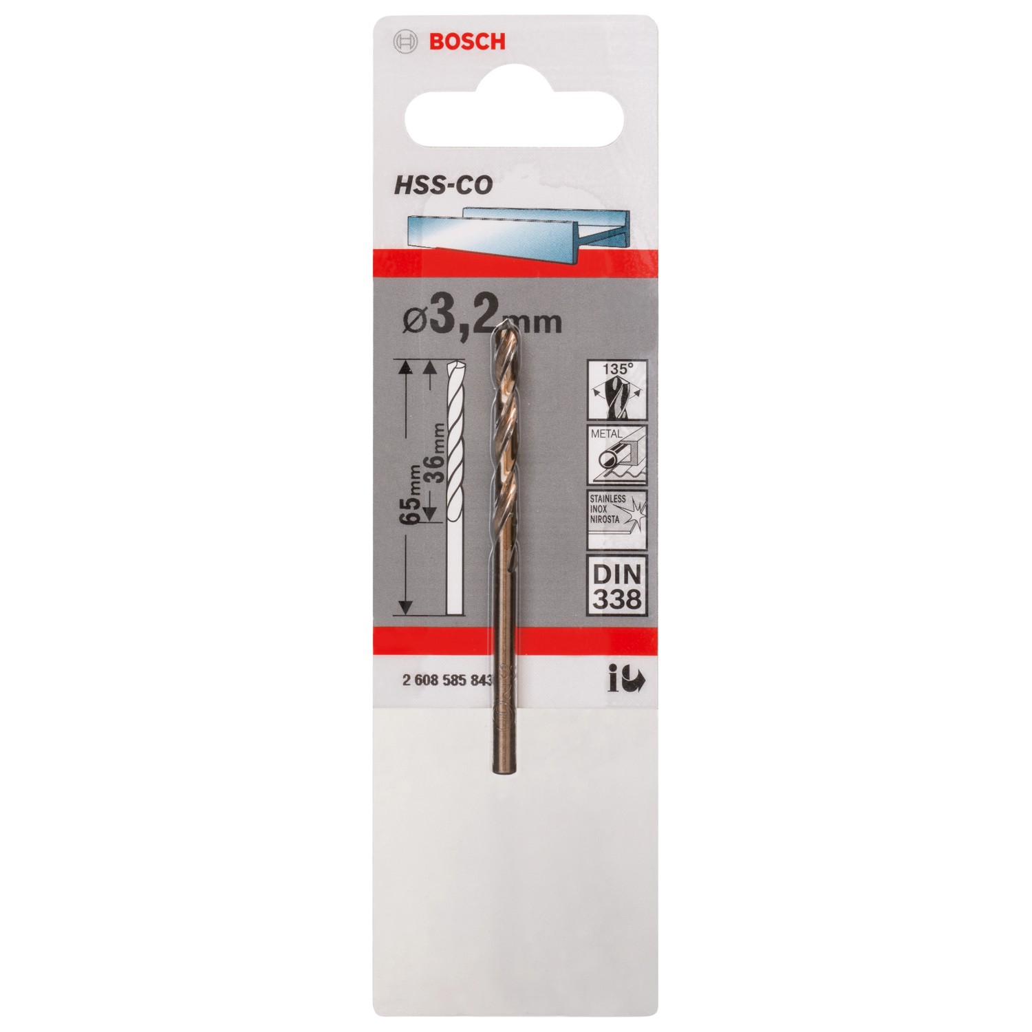 Bosch HSS-Co Metallbohrer Ø 3,2 mm x 36 mm x 65 mm günstig online kaufen