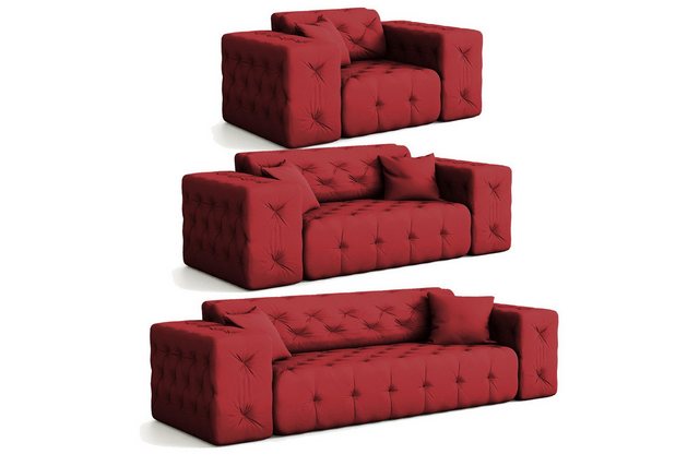 Fun Möbel Polstergarnitur Sofaset Designersofa CHANTAL 3-2-1 in Stoff Opera günstig online kaufen