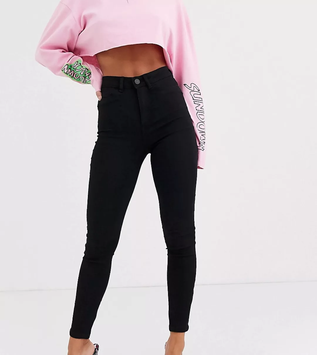 Noisy May Petite – Callie – Enge Jeans mit hoher Taille in Schwarz günstig online kaufen