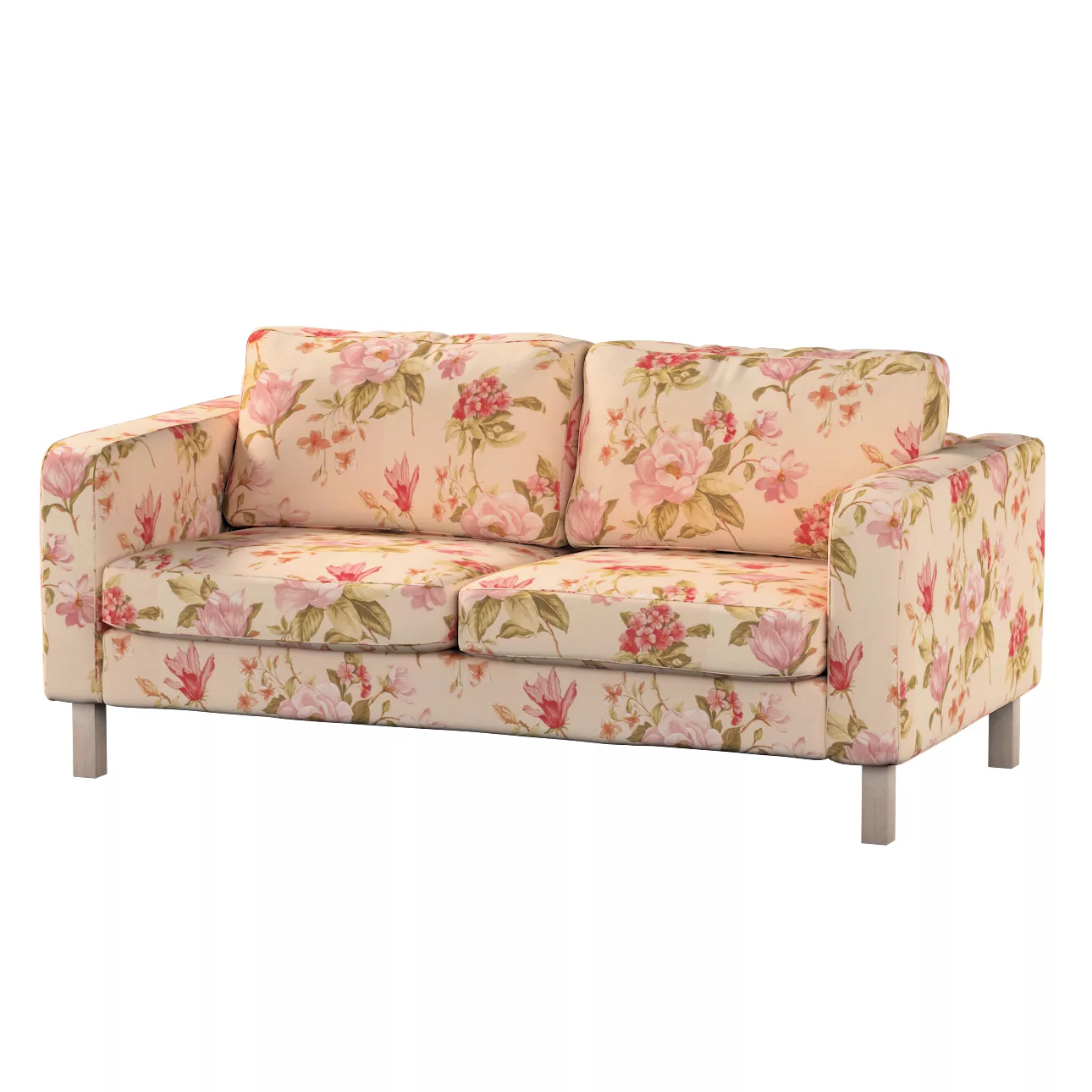 Bezug für Karlstad 2-Sitzer Sofa nicht ausklappbar, creme-rosa, Sofahusse, günstig online kaufen