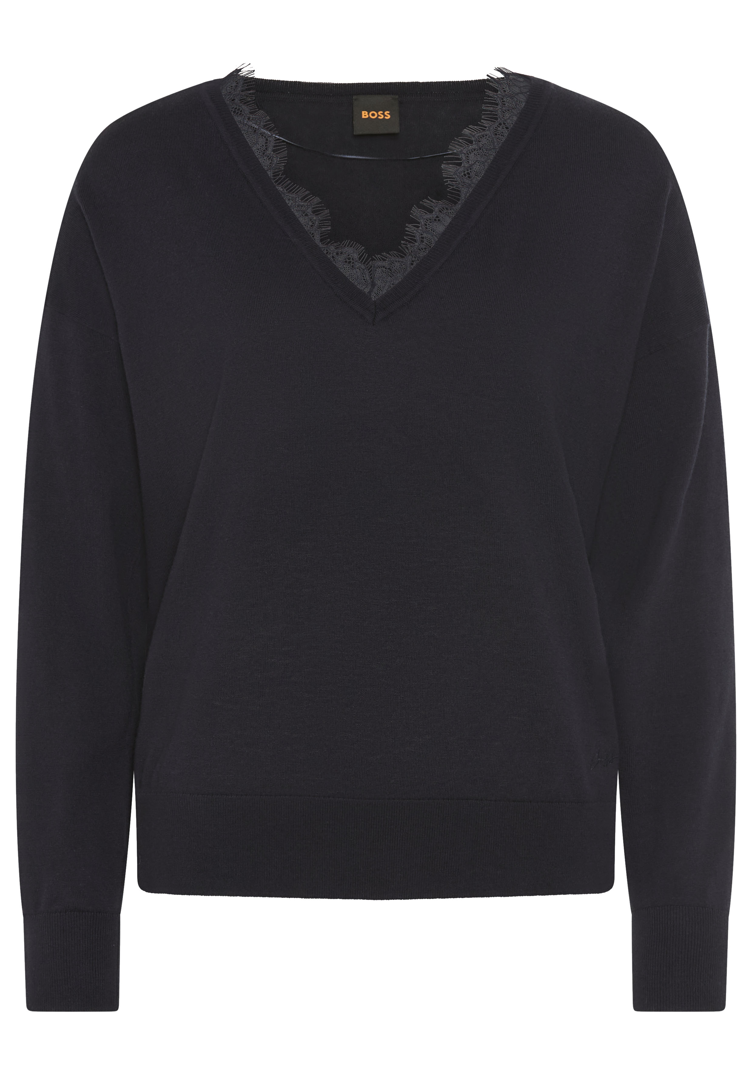 BOSS ORANGE Strickpullover "Fettuccini Premium Damenmode", V-Ausschnitt mit günstig online kaufen