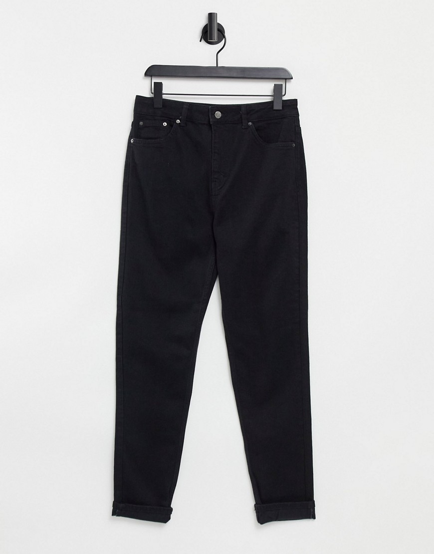 Topshop – Hochwertige Mom-Jeans in reinem Schwarz günstig online kaufen