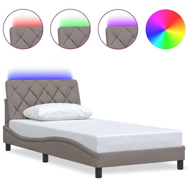 vidaXL Bett, Bettgestell mit LED ohne Matratze Taupe 100x200 cm Stoff günstig online kaufen