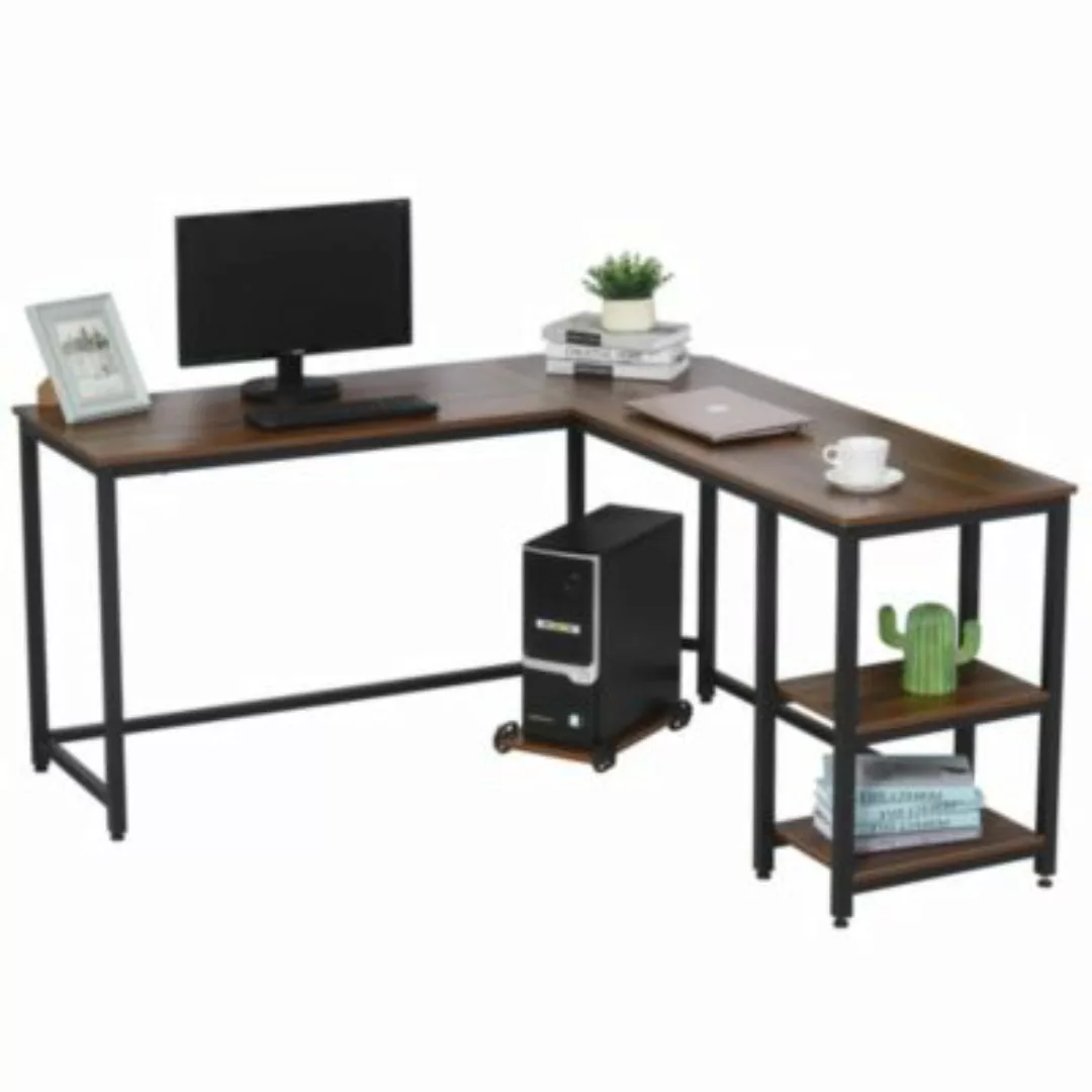 HOMCOM Computertisch in L-Form braun/schwarz günstig online kaufen