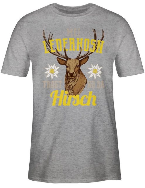 Shirtracer T-Shirt Mei Lederhosn trogt no da Hirsch - gelb/braun Mode für O günstig online kaufen