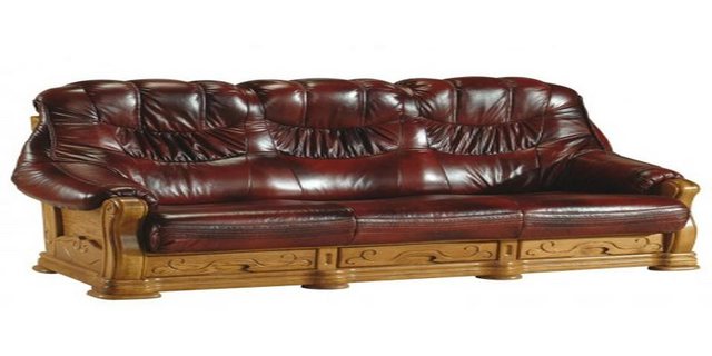 Xlmoebel Sofa Traditionelle Sofagarnitur Sofa Polstermöbel Echtleder Holz 3 günstig online kaufen