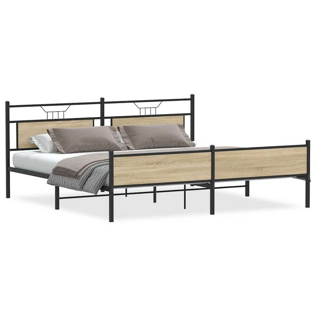 vidaXL Bett, Metallbett ohne Matratze Sonoma-Eiche 193x203 cm günstig online kaufen