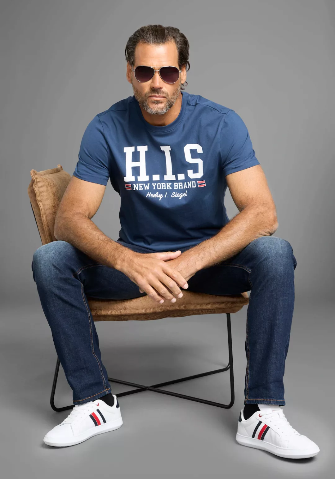 H.I.S T-Shirt mit trendigem Markenlogo im Collage-Look günstig online kaufen