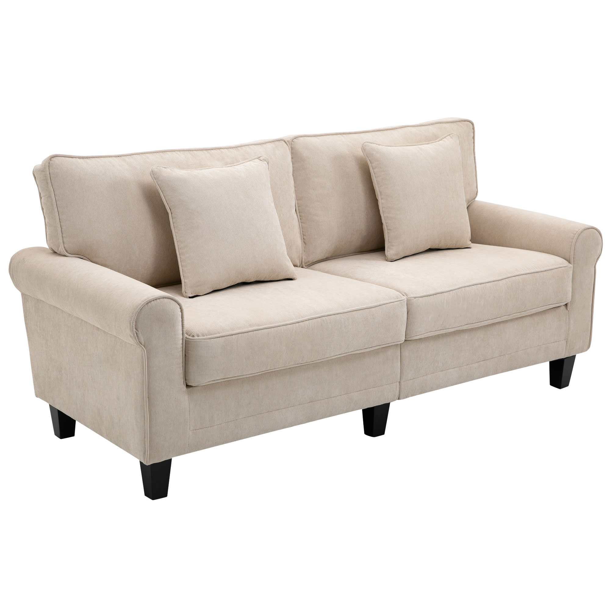 HOMCOM 3-Sitzer-Sofa aus Ripsveloursstoff, 197 cm, mit gepolsterten Armlehn günstig online kaufen