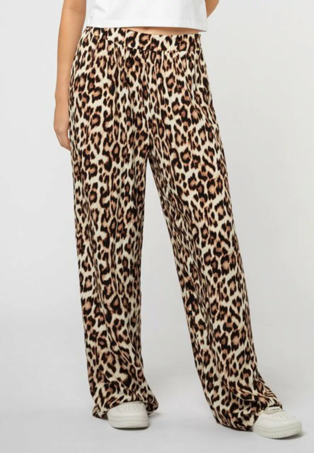 SUBLEVEL Stoffhose Leoparden Wide Leg günstig online kaufen